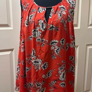 Torrid Red Floral Sleeveless Blouse